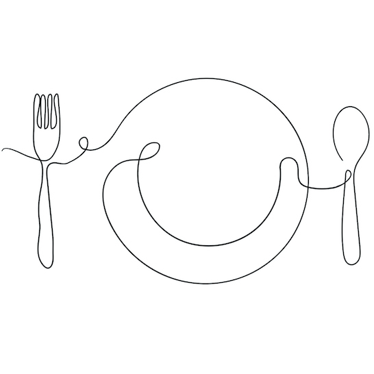 Dinner plate with fork and knife - symbol for meal planning and culinary dietitian